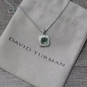David Yurman sterling silver pendant necklace with iolite and pavé diamonds